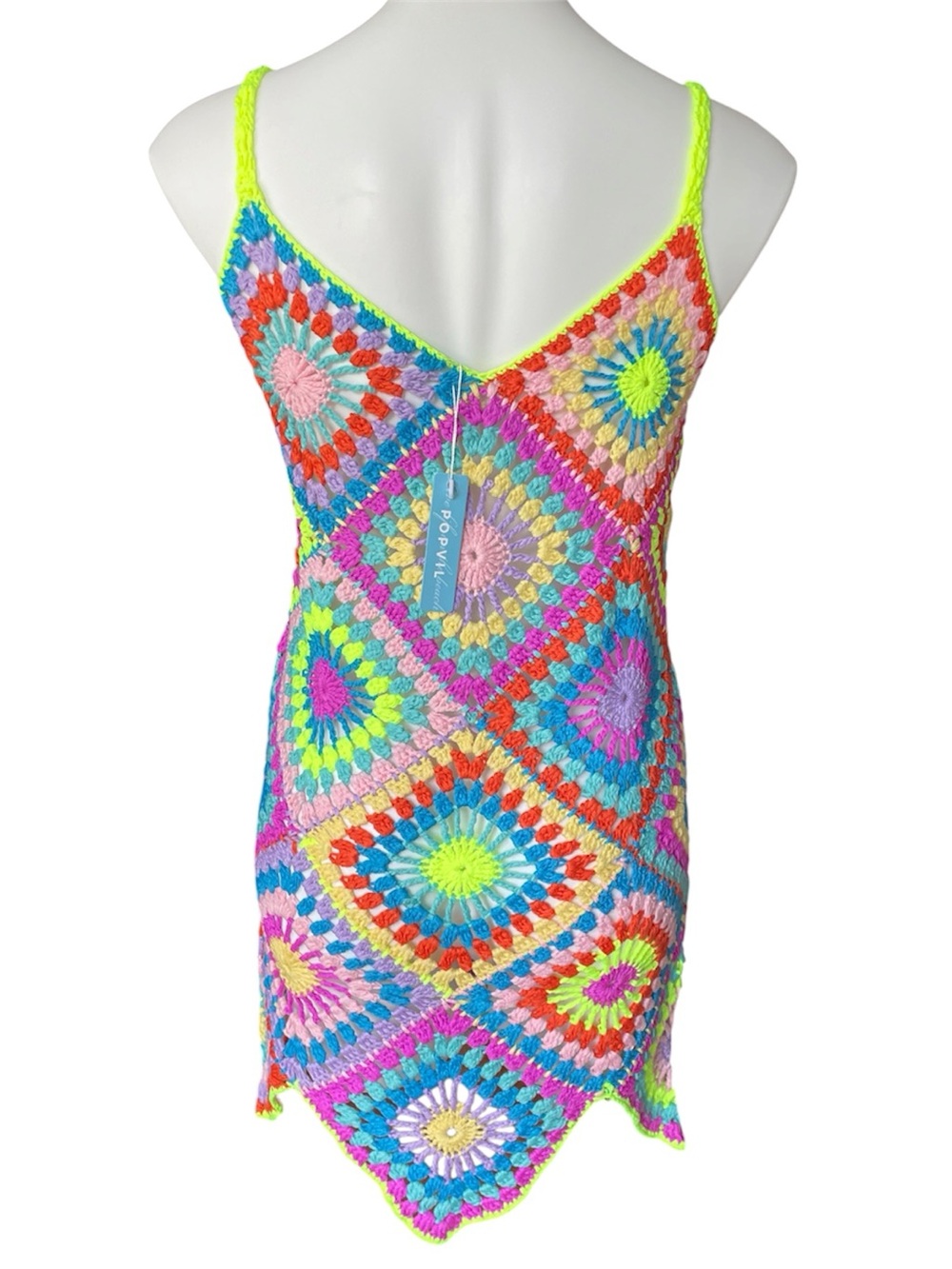 Multicolor Crochet Swim Coverup Dress - Picture 6 of 12